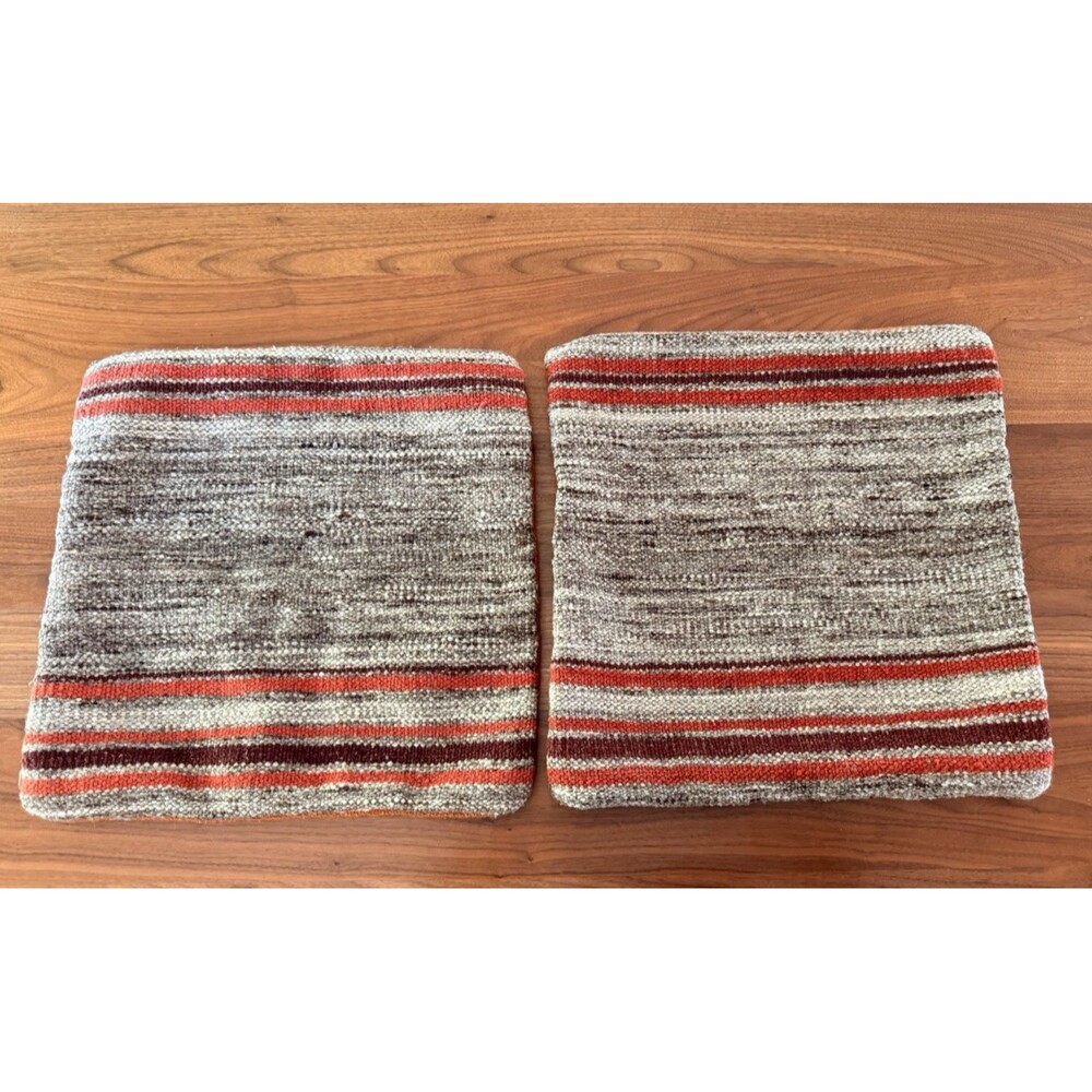 Pottery Barn 100% Wool Pillow Covers Size 18”x18” Warm Fall Colors